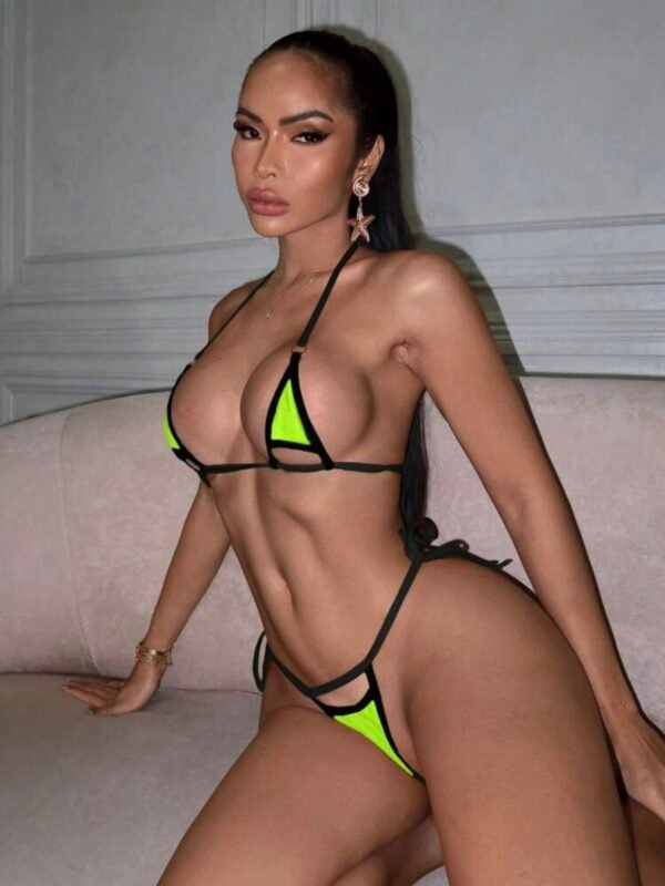 Sexy Neon Micro Bikini Thong Swimwear Bikini Set (5.0)