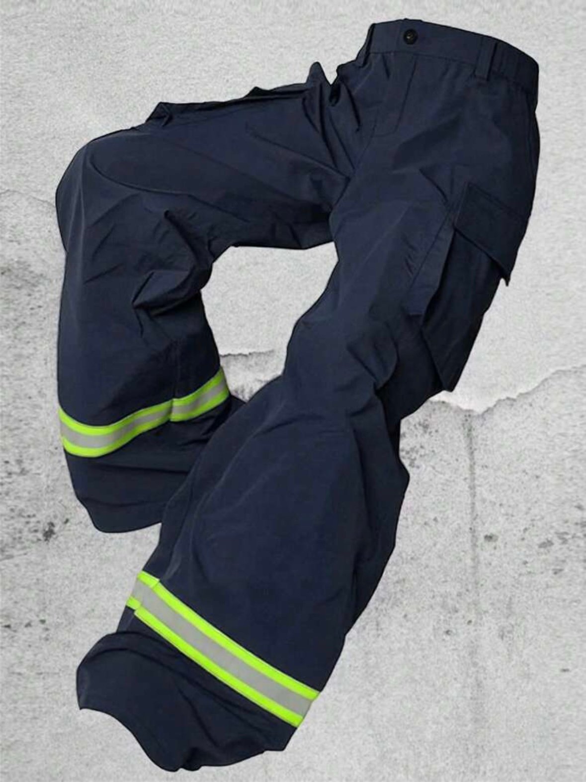 Men's Firefighter Costume Cargo Pants Loose Straight Leg Reflective Trousers (5.0)