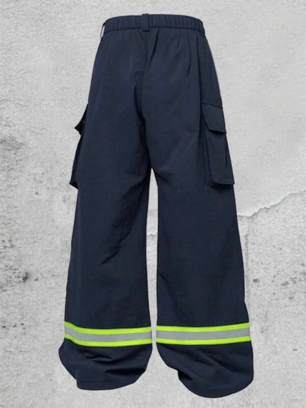 Men's Firefighter Costume Cargo Pants Loose Straight Leg Reflective Trousers (5.0) - Image 4