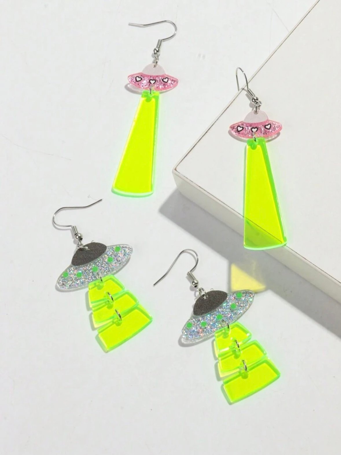 Florescent Transparent Alien UFO Costume Earrings (4.96) - Image 2