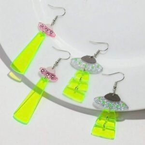 Screenshot Florescent Transparent Alien UFO Costume Earrings (4.96)