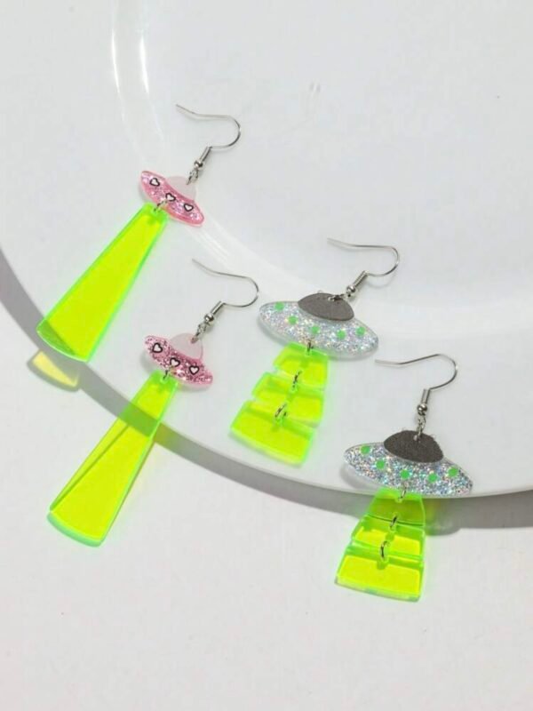 Florescent Transparent Alien UFO Costume Earrings (4.96)