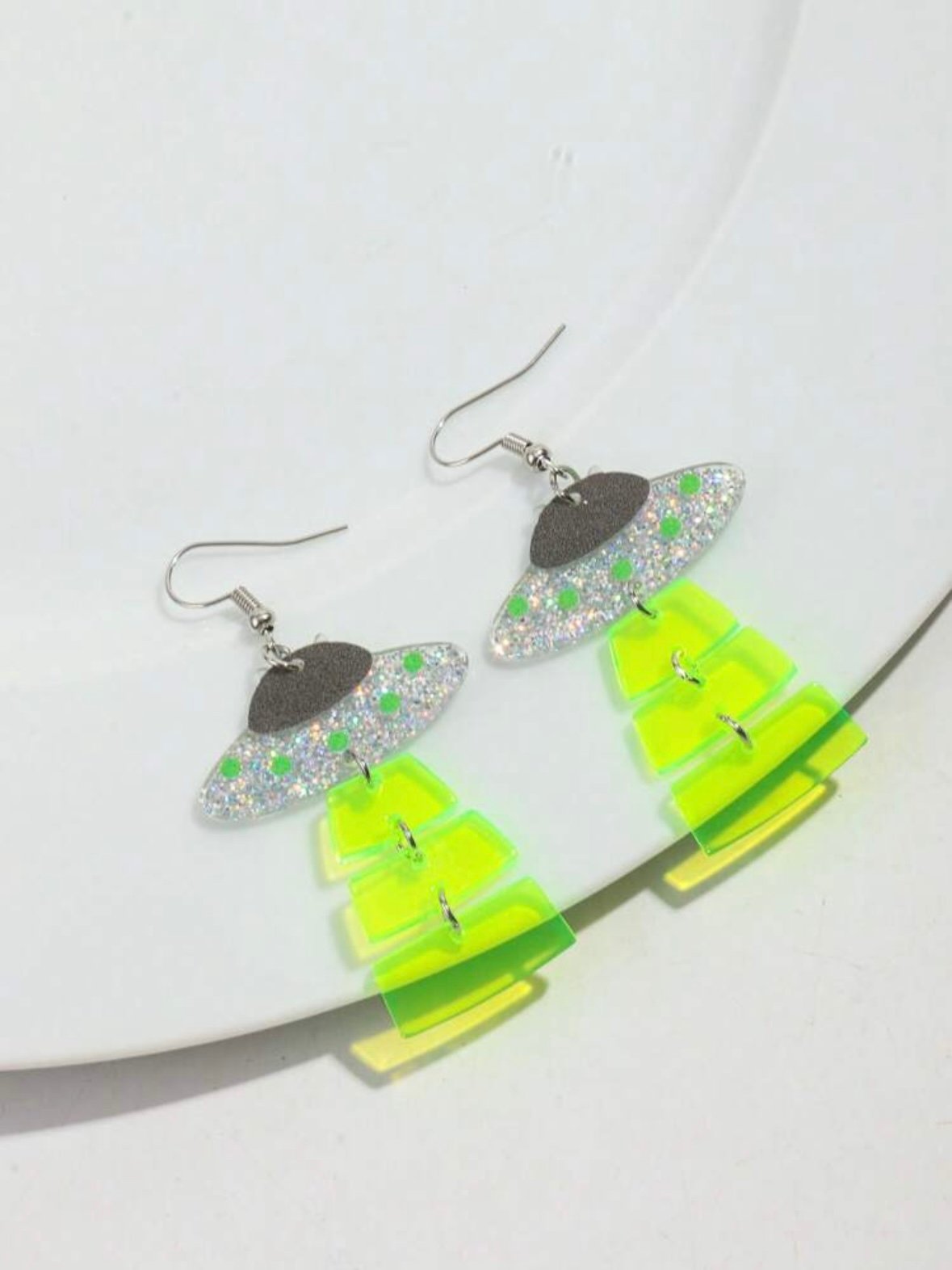 Florescent Transparent Alien UFO Costume Earrings (4.96) - Image 4