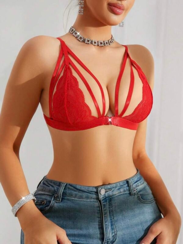 Lace Cut Out Strappy Triangle Cup Sexy Lingerie Bra (4.71) - Image 7