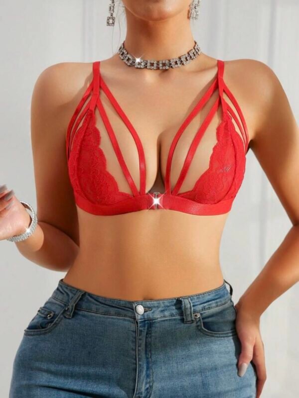 Lace Cut Out Strappy Triangle Cup Sexy Lingerie Bra (4.71) - Image 8