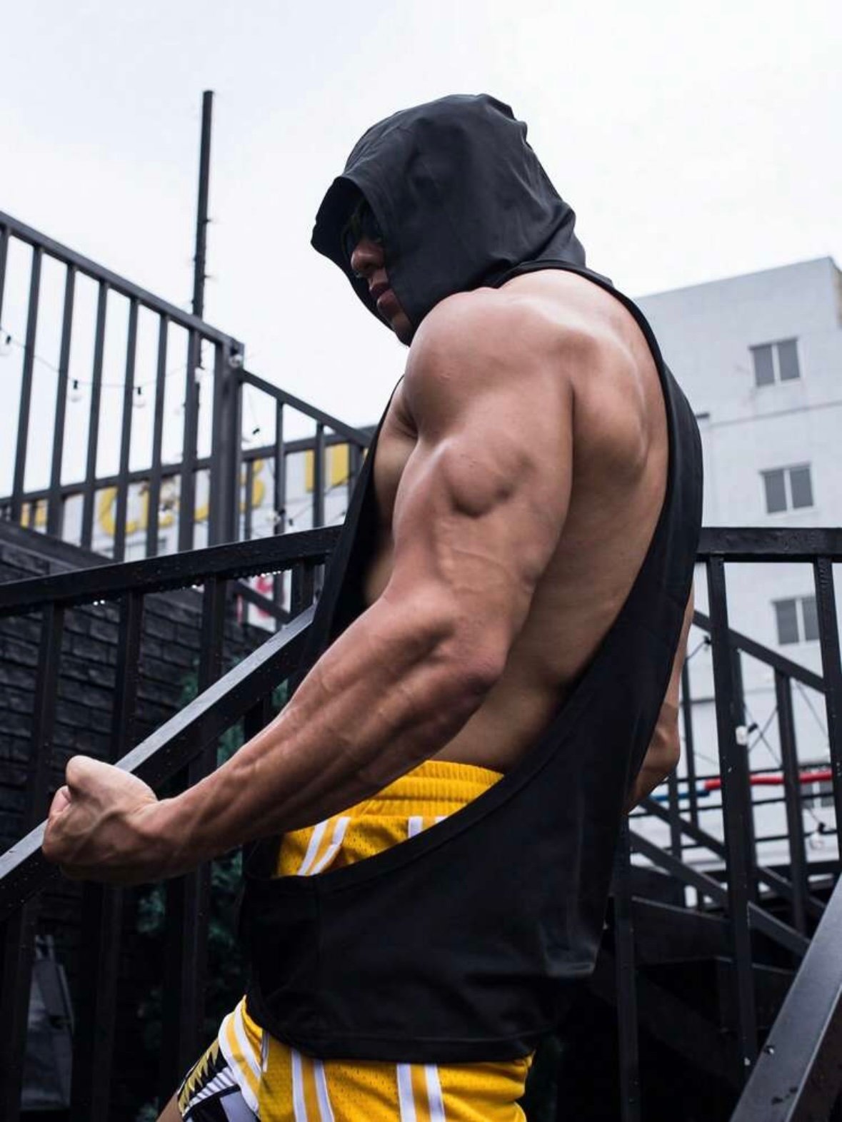 Men's Sexy Deep Muscle Shirt With Hood & Pockets (4.85) - Image 3
