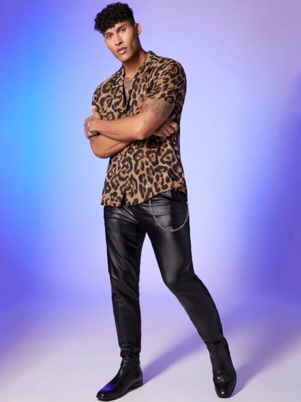 Men's Collar Leopard Button Up Sexy Sheer Translucent Shirt (4.81) - Image 2