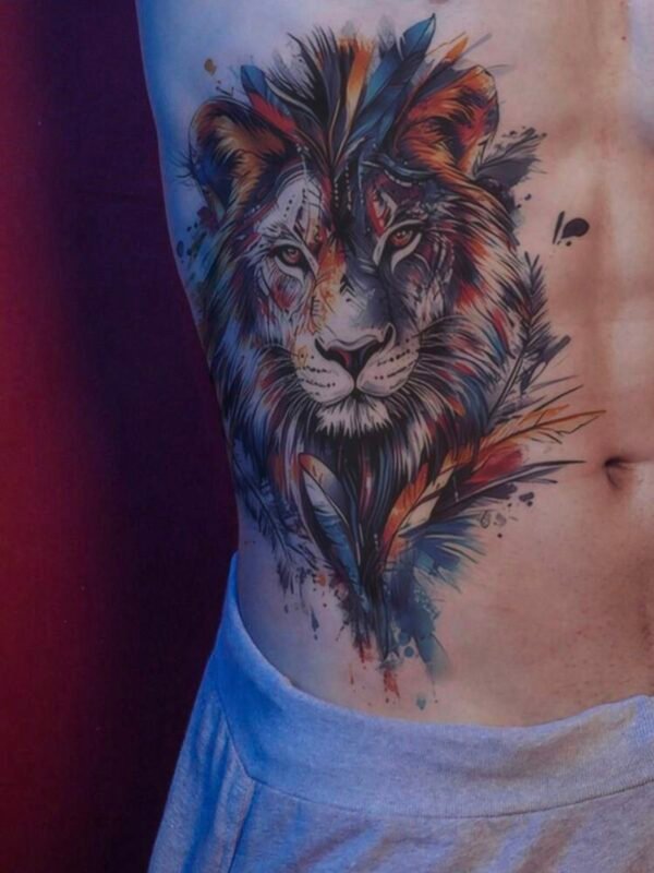 Half Sleeve Size Lion Men's Temporary Tattoo For Body Chest Or Abdomen (4.98) - Image 3
