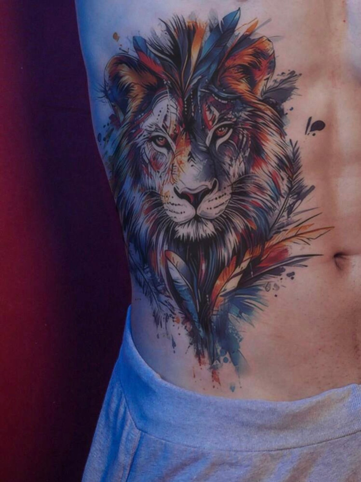 Half Sleeve Size Lion Men's Temporary Tattoo For Body Chest Or Abdomen (4.98) - Image 3