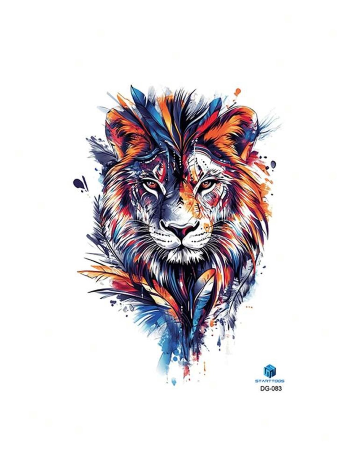 Half Sleeve Size Lion Men's Temporary Tattoo For Body Chest Or Abdomen (4.98) - Image 4