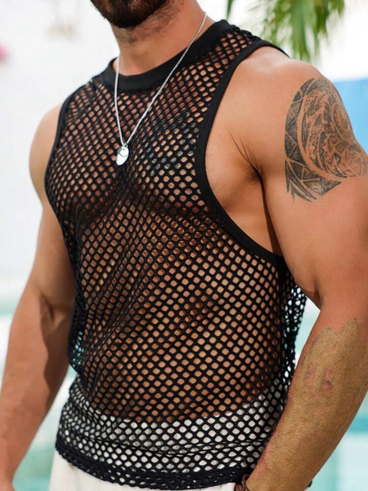 Men's Sexy Mesh Tank Top See-Through Shirt (4.94) - Image 4