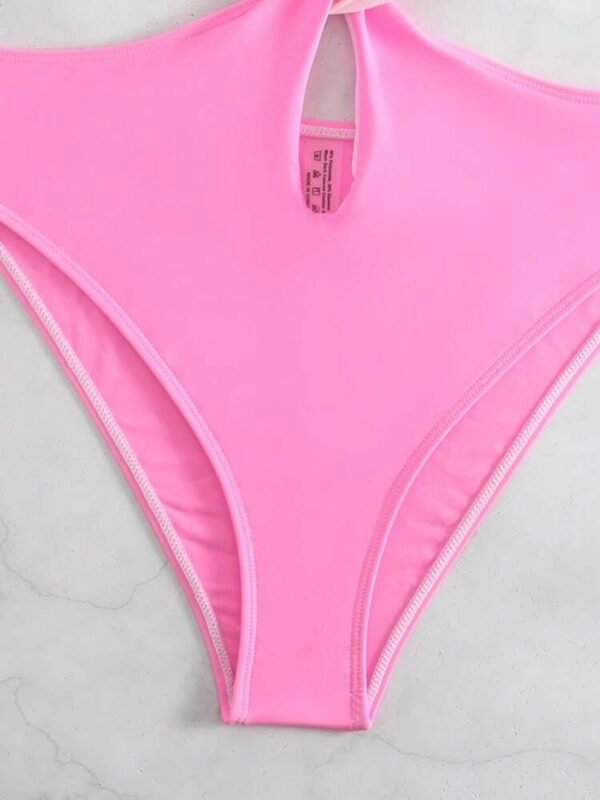 Women's Colorblock Cut Out Halter Sexy One Piece Swimsuit (4.87) - Image 4
