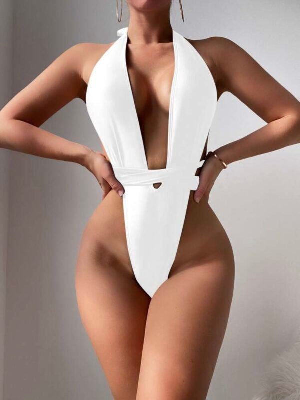 Sexy Summer Beach Plunging Neckline One Piece Thong Swimsuit (4.89) - Image 7