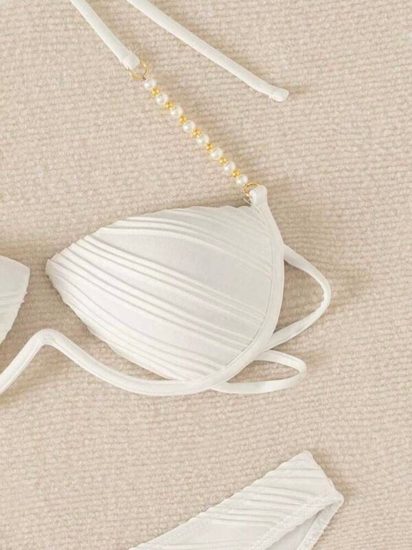 Sexy Beach Pearl Decor Halter High Cut Trieagle Women's Bikini Set (4.94) - Image 6