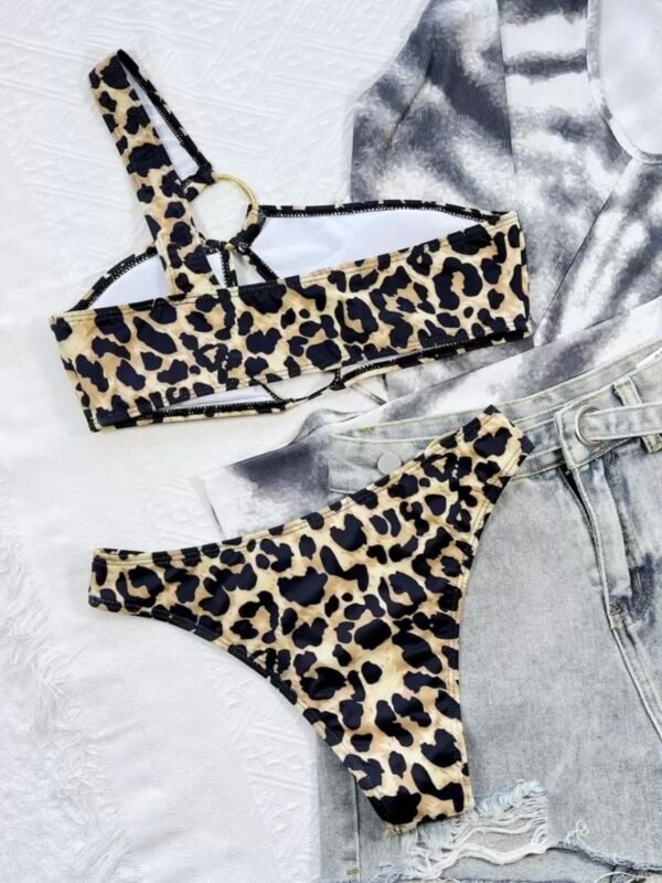 Sexy Leopard Print Hollow Bikini Set For Summer Vacation (4.85) - Image 4