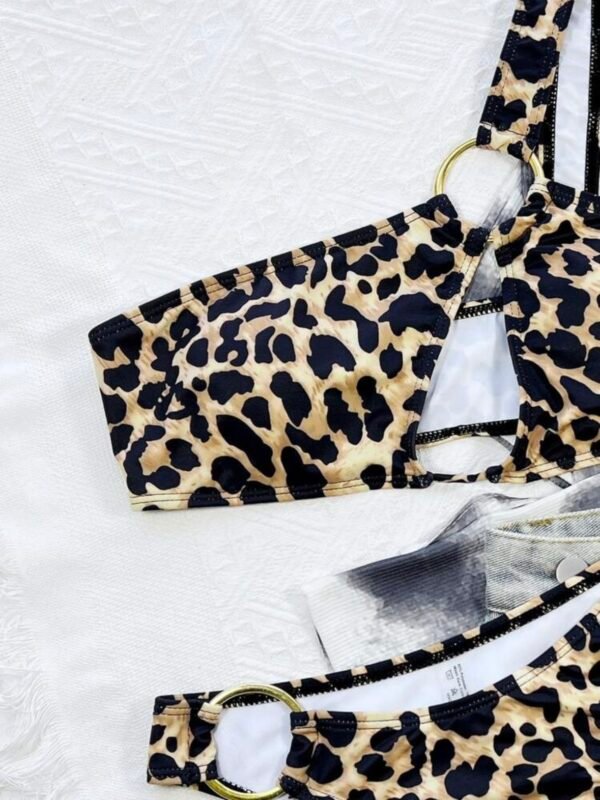 Sexy Leopard Print Hollow Bikini Set For Summer Vacation (4.85) - Image 3