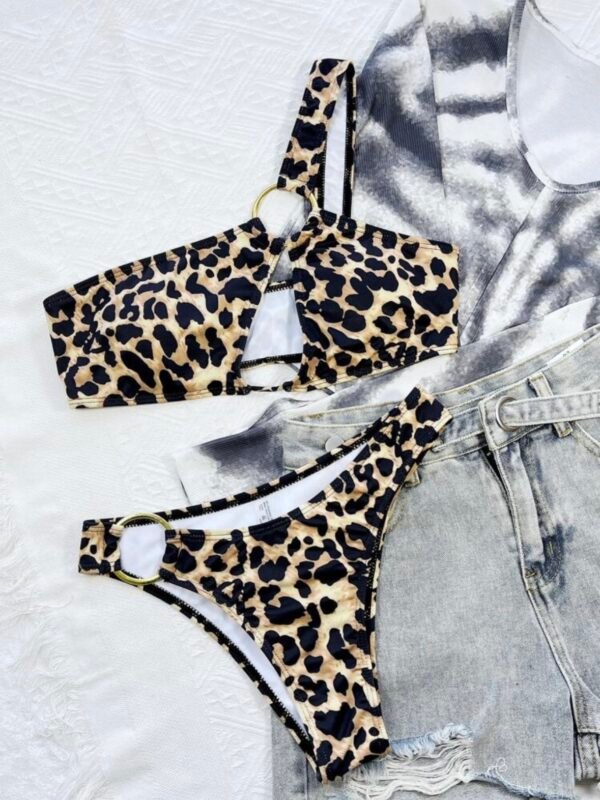 Sexy Leopard Print Hollow Bikini Set For Summer Vacation (4.85) - Image 5
