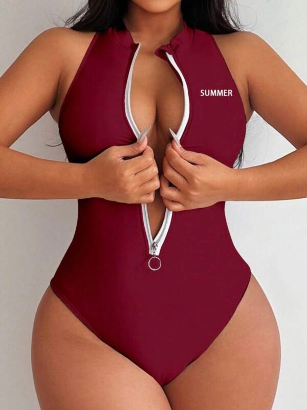 Sexy Swim Party Summer One Piece Swimsuit With Zipper Front  (4.91) - Image 14
