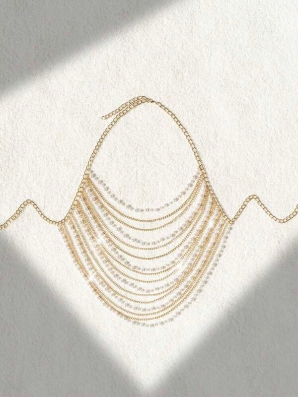 Women's Fashion Chain Embellished Pearl Top Cover (4.95) - Image 6