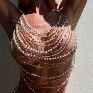 Women's Fashion Chain Embellished Pearl Top Cover (4.95)