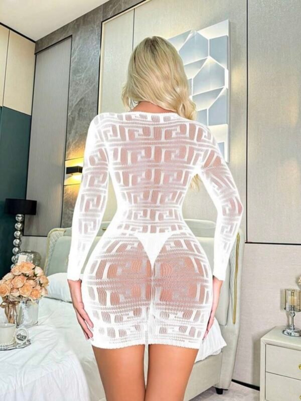 Sexy Long Sleeve Lingerie See Through Cover Dress Lace (4.96) - Image 5