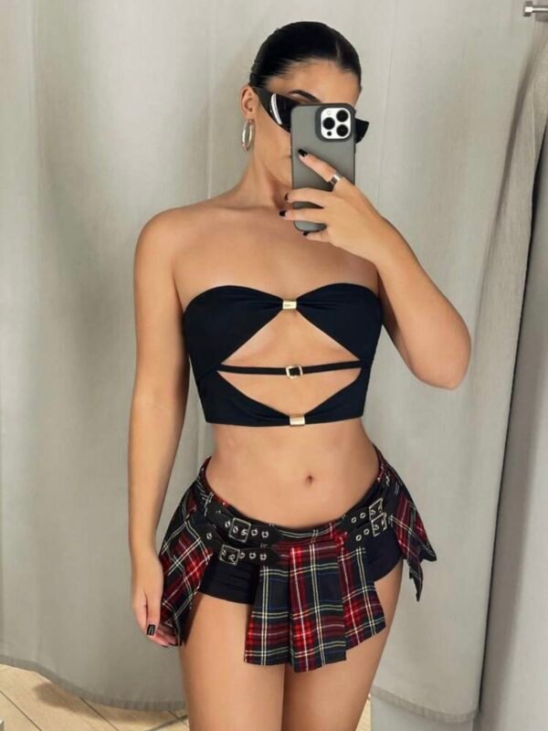 Sexy Women's Plaid Pleated Punk Skirt (4.89) - Image 5