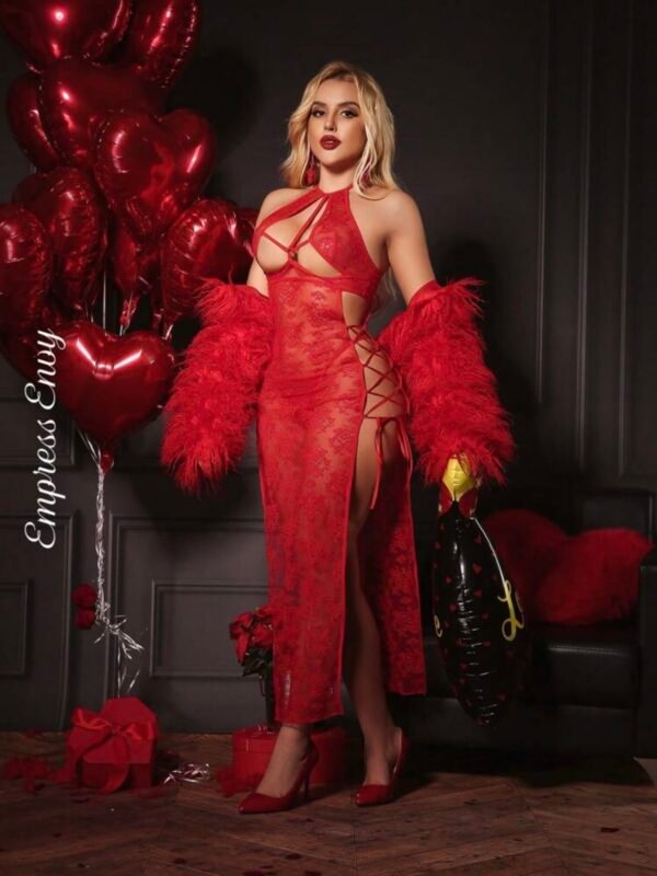 Sexy Sheer Cross Strap Hollow Out Long Dress (4.82) - Image 7