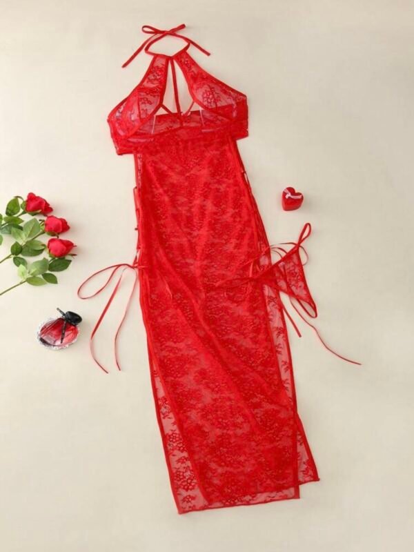 Sexy Sheer Cross Strap Hollow Out Long Dress (4.82) - Image 4
