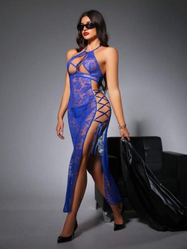 Sexy Sheer Cross Strap Hollow Out Long Dress (4.82) - Image 8