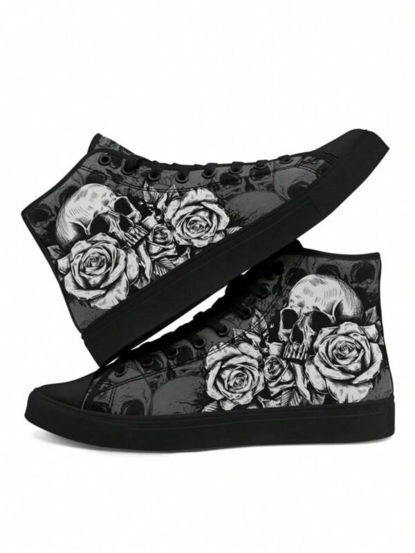 Men's Skull Halloween High Top Canvas Sneakers (4.85) - Image 11