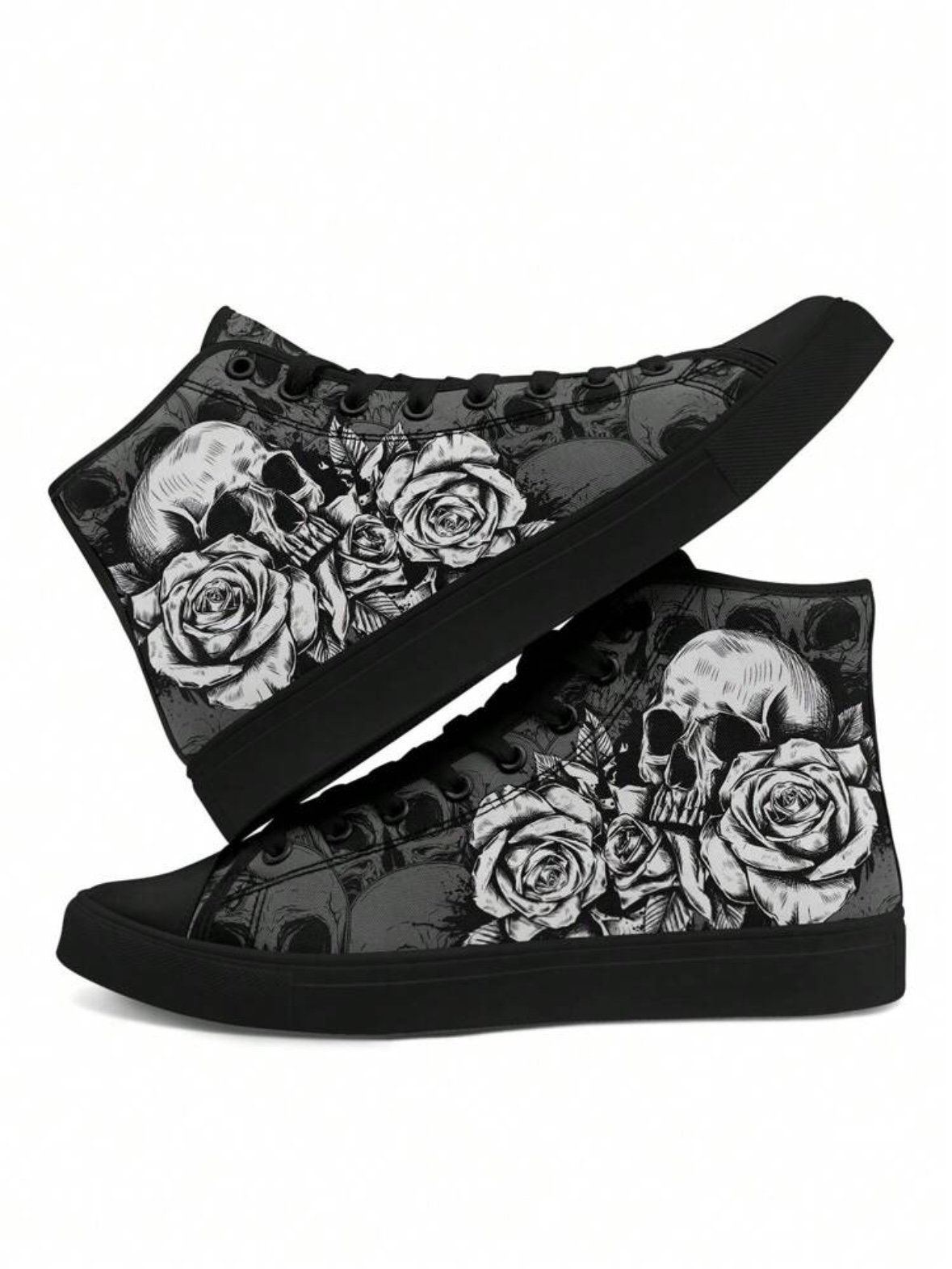 Men's Skull Halloween High Top Canvas Sneakers (4.85) - Image 11