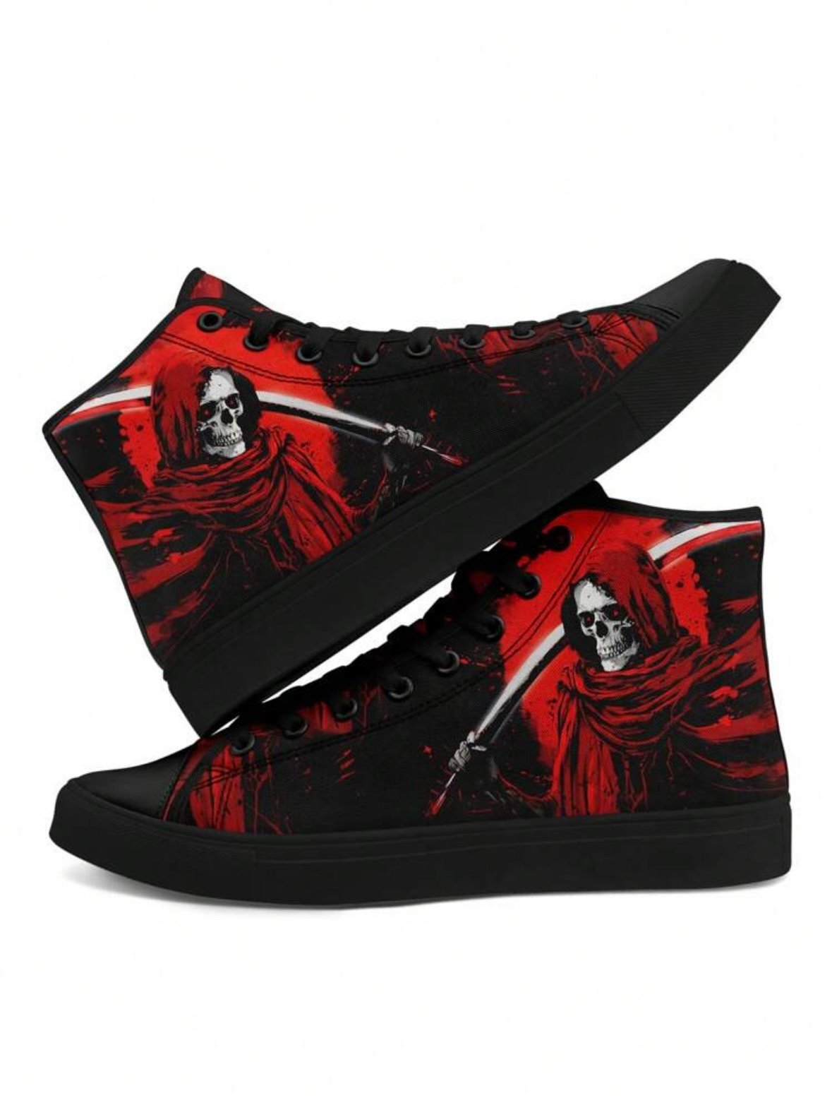 Men's Skull Halloween High Top Canvas Sneakers (4.85) - Image 14