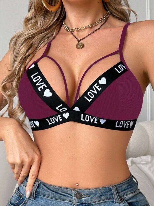 Women's Elastic Heart Love Printed Elastic Bra (4.78) - Image 5