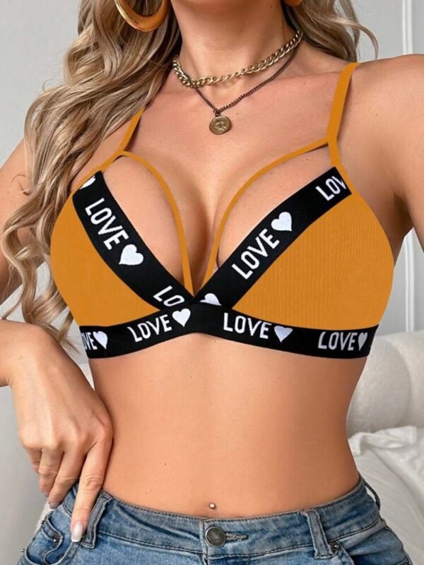 Women's Elastic Heart Love Printed Elastic Bra (4.78) - Image 3