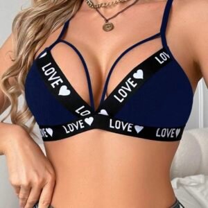 Women's Elastic Heart Love Printed Elastic Bra (4.78)