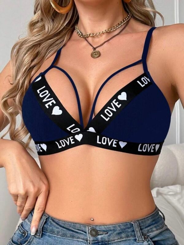 Women's Elastic Heart Love Printed Elastic Bra (4.78)