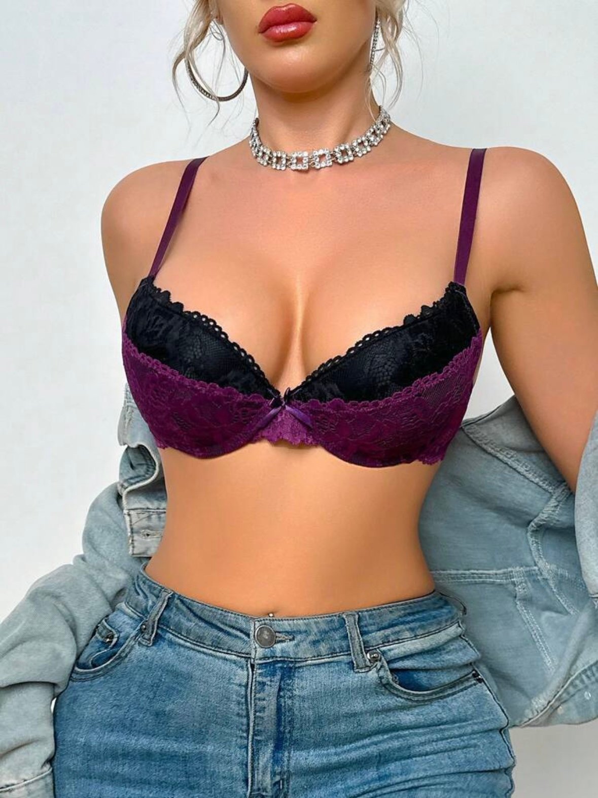 Women's Lace Color Block Bra (4.84) - Image 10