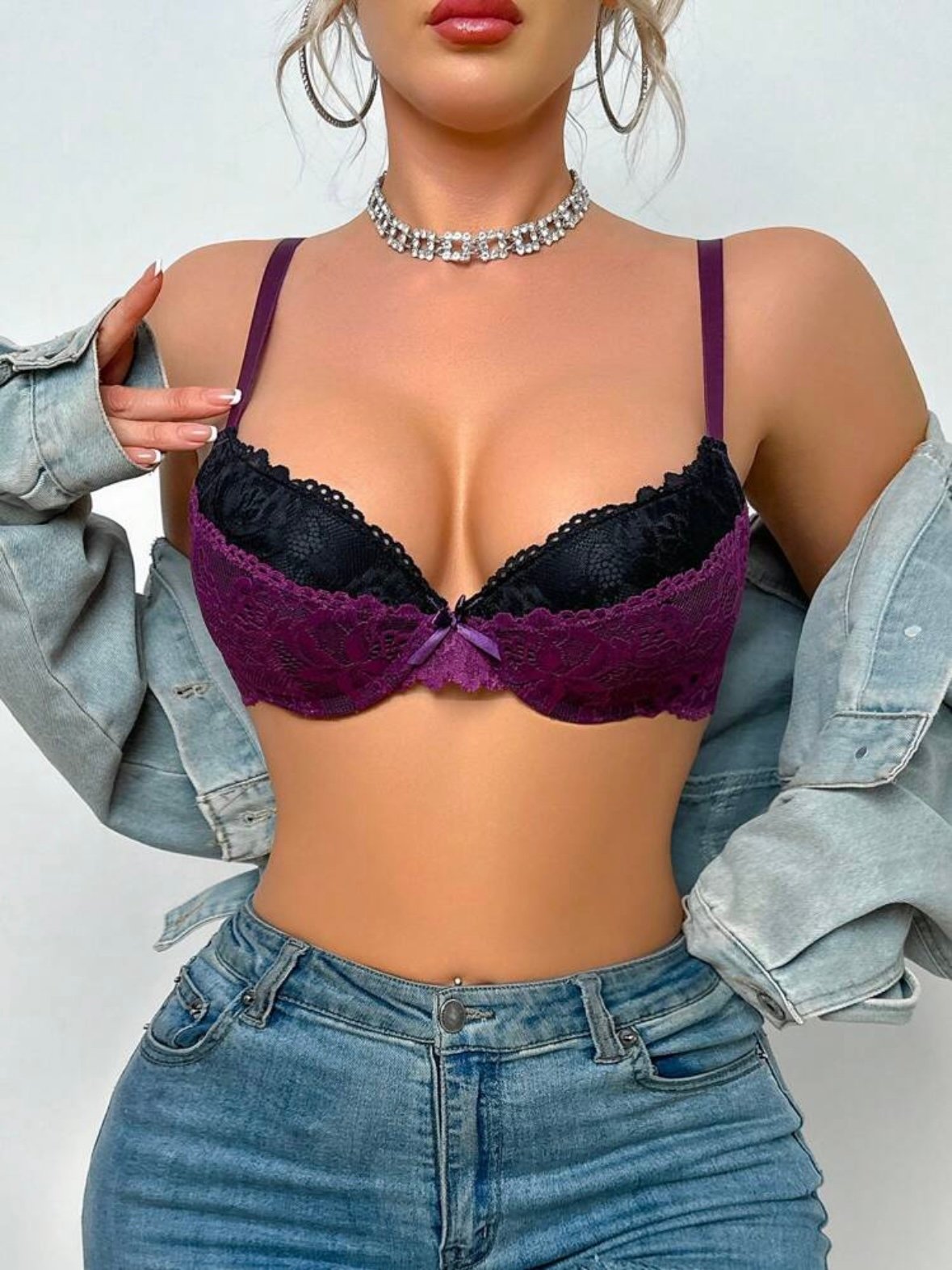 Women's Lace Color Block Bra (4.84) - Image 8