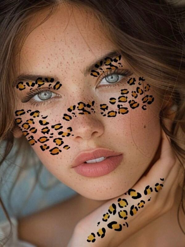 Temporary Face Or Body Leopard Print Tattoo (4.92) - Image 4