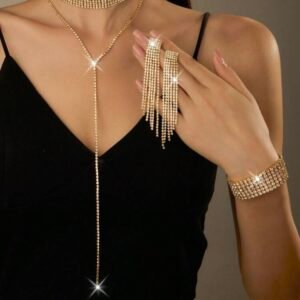 Women's 3 Piece Jewelry Set Earrings Bracelet & Necklace Rhinestone (4.91)