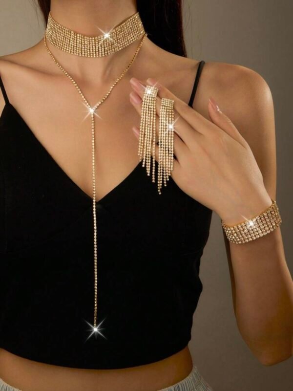 Women's 3 Piece Jewelry Set Earrings Bracelet & Necklace Rhinestone (4.91)