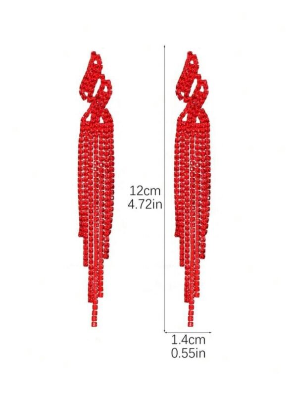 Pair Of Rhinestone Tassel Drop Earrings For Women (4.92) - Image 5