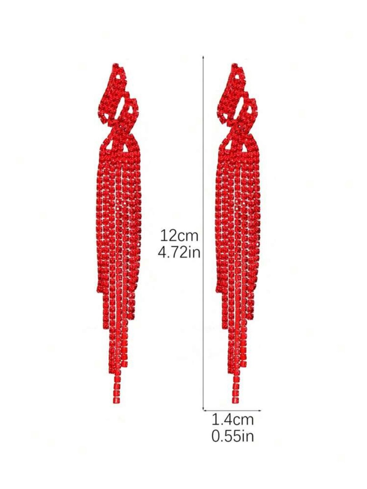Pair Of Rhinestone Tassel Drop Earrings For Women (4.92) - Image 5