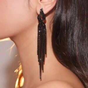Pair Of Rhinestone Tassel Drop Earrings For Women (4.92)