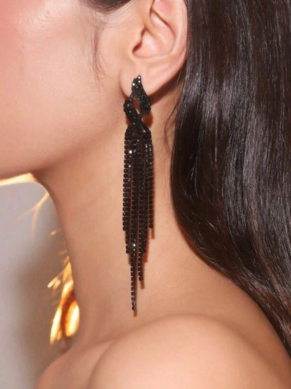Pair Of Rhinestone Tassel Drop Earrings For Women (4.92)