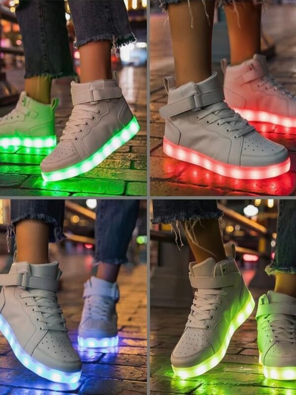 LED Light Up High Top Sneakers Flashing Shoes For Men Or Women (4.40) - Image 5
