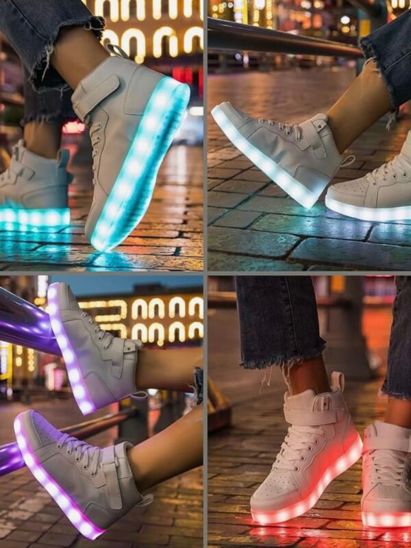 LED Light Up High Top Sneakers Flashing Shoes For Men Or Women (4.40) - Image 4