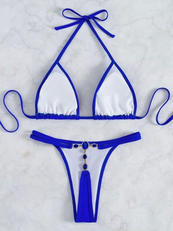 Sexy Rhinestone Women's Halter Micro Bikini Thong Set (4.94) - Image 8