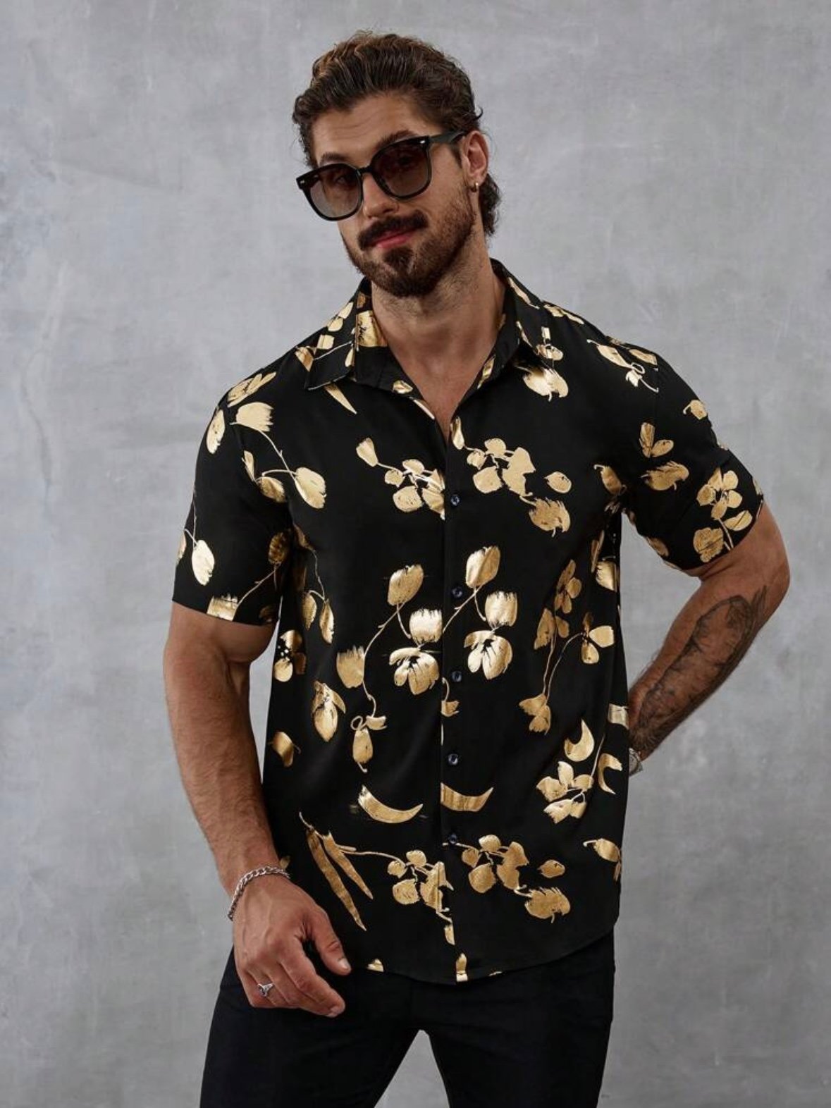 Men's Gold & Black Button Up Shirt (4.95) - Image 6
