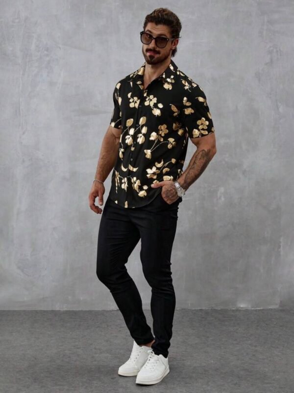 Men's Gold & Black Button Up Shirt (4.95) - Image 3